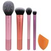 Real Techniques Everyday Essentials + Sponge Kit, Makeup Brushes & Makeup Blending Sponge Set, For Foundation, Blush, Bronzer, Eyeshadow, & Powder, Vegan Synthetic Bristles, 5 Piece Set