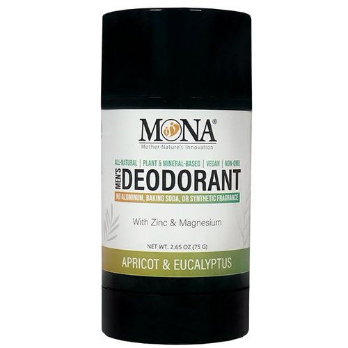 All Natural Deodorant for Men Aluminum Free | Hypoallergenic Men's Deodrant, Magnesium Deodorant for Sensitive Skin | Absorbs Sweat | Won’t stain clothes | By MONA Brands (Apricot Eucalyptus 2.65 Oz)
