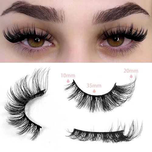 Yasnai Cat Eye Lashes False Eyelashes Fluffy Volume Lashes Wispy Fake Lashes Natural Eyelashes 14 Pairs Pack 9D