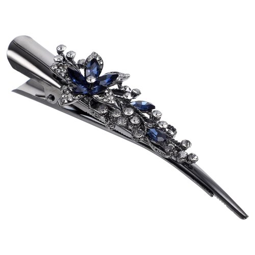 FRCOLOR Metal Pointed Mouth Miss Alligator Hair Clips with Rhinestones - Fancy Vintage Crocodile Barrettes for Fine, Thin Hair