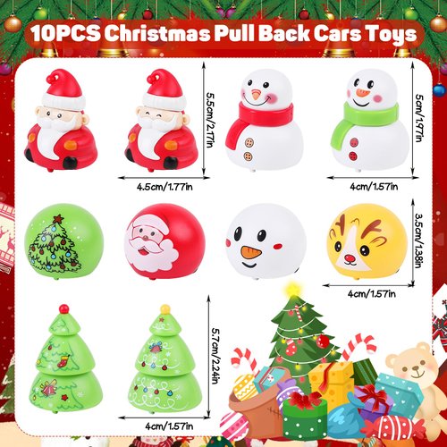 LOKIPA 10PCS Christmas Pull Back Cars Toys, Christmas Toy Cars Bulk Mini Christmas Cars Toys Christmas Car Party Favors Gifts for Christmas Stocking Stuffers