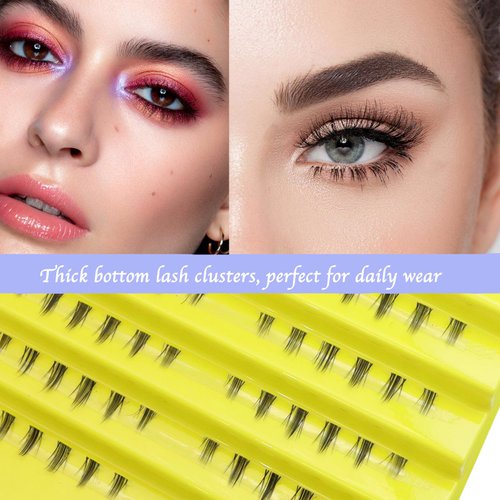 DAODER Bottom Lash Clusters Natural Lower Lash Extension Thick Under Eyelash Extension with Clear Band Spiky Bottom Lashes DIY Under False Eyelashes (Bottom Lashes Thick)
