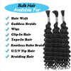 Yifute Human Hair Braiding Hair Deep Wave Bulk 100 percent Human Hair 16Inch Unprocessed Brazilian Hair for Human Hair Extensions 2 Braids Per of 1 pack 50g Human Hair for Micro braiding No Weft