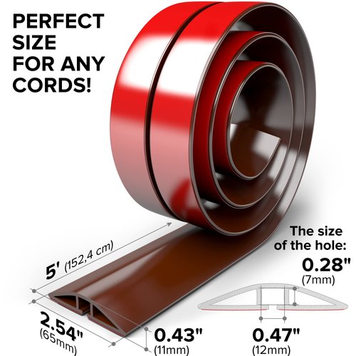 Floor Cord Cover X-Protector – Overfloor 1.52m Silicone Cord Protector – Ideal Extension Cord Cover to Protect Wires On Floor – Self-Adhesive Power Cable Protector (5ft.)