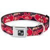 Dog Collar Seatbelt Buckle Angry Bunnies Close Up Purple Red Blue 18 to 32 Inches 1.5 Inch Wide