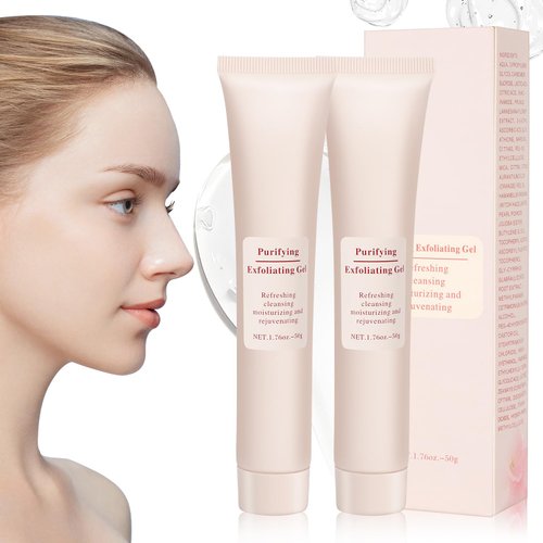 Purifying Exfoliating Gel, Facial Exfoliator Cleanser, Exfoliating Face Scrub, Exfoliating Gel Scrub for Face, Gentle Exfoliating Facial Cleanser for All Skin Types,Cleans Dirt & Oils (2PCS)
