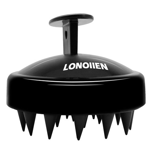 LONOIIEN Hair Scalp Massager Shampoo Brush,Soft Silicone Hair Scrub Brush for Wet Dry Hair, Relax Scalp, Reduce Dandruff,Promote Hair Growth,Scalp Scrubber Hair Care Tools for Shower(Black)