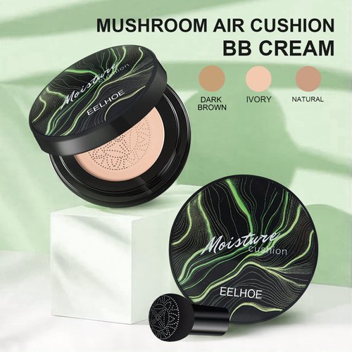 Air Cushion CC Cream, Mushroom Head Air Cushion CC Cream,Moisturizing CC Cream Makeup Long Lasting,Matte Waterproof, Even Skin Tone Concealer (Natural, 20g) 2PCS