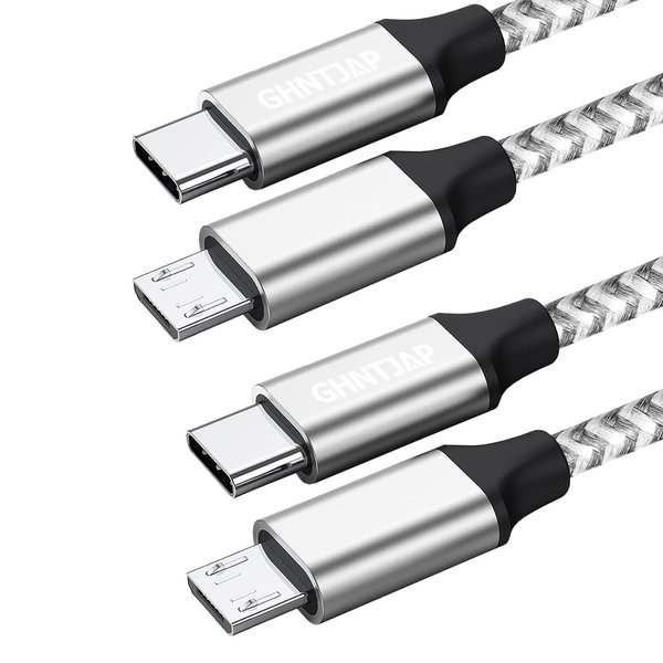 GHNTJAP 2 Pack 1.5ft USB C to Micro USB Cable, Micro USB to USB C Cable Braided USB Type C to Micro USB Android Charger Cable Compatible with MacBook Pro, Galaxy S22 S21 S10, Pixel，LG
