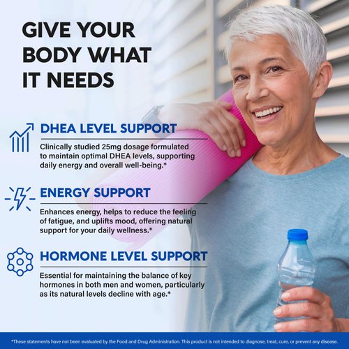 DHEA 25mg - Micronized DHEA Supplement for Women & Men - Clinically Proven Strength & Bioavailable - Healthy Aging, Hormone Balance & Energy Level Support - Vegan & NON-GMO - Made in USA, 120 Capsules