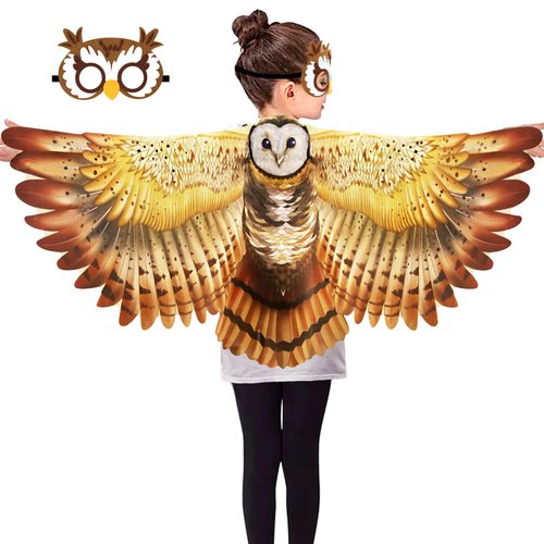 IROLEHOME Owl-Wings Bird-Costume for Kids 3D Bird Mask as Toddlers Dress-up Costumes as Boys Girls Jungle Party Toys Gifts