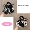 AsggBah 2pcs Premium Hair Bow Accessories: Long-tail Elastics for Girls and Women in Black and White, Hair Tie Scarves