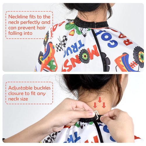FaHaner Kids Haircut Cape Waterproof Kids Barber Cape with Adjustable Neckline Unisex Kids Hair Cutting Cape Cover Barber Apron for Hairdresser and Stylist 51 x 36 Inch (Cartoon Truck