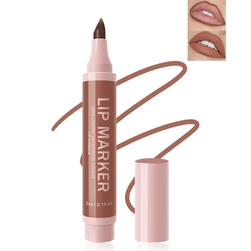 Lip Marker Stain Pen-1Pcs Nude Brown Tint Marker, Longlasting Waterproof Smudgeproof lip tint sta...
