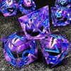 HAOMEJA Resin Dragon Eye DND Dice Set D&D 7 Pcs Resin Sharp Edge Role Playing Dice with Bag, Polyhedral Dungeons and Dragons Dice D20 D12 D10 D100 D8 D6 D4 (Purple & Eye Purple)