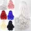 32 Inch Long Curly Wavy Silver Wigs for Women Party Long Wigs for Girls Cosplay Party Daily Use (Silver)