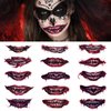 Buouo Halloween Prank Makeup Temporary Tattoo, 12pcs Clown Horror Mouth Fake Tattoo Stickers for Adults Kids, Halloween Costumes Tattoos Decals Kits Prank Props for Halloween Cosplay Party Style B