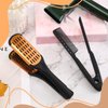 CHENGU 2 Pcs Hair Straightening Combs, Boar Bristles Clamp Double Sided Brush & V Shaped Styling Hair Comb, For Straightening Knotty Unkempt Hair (Gold, Black)