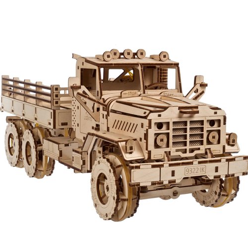 UGEARS Wooden 3D Puzzles for Adults - Cargo Truck Model Car Kits for Adults 3D Wooden Puzzles for Adults - Hobbies for Men to Build Spring-Powered 6x6 Off-Road Vehicle Adult Puzzle Games - 550 Pcs