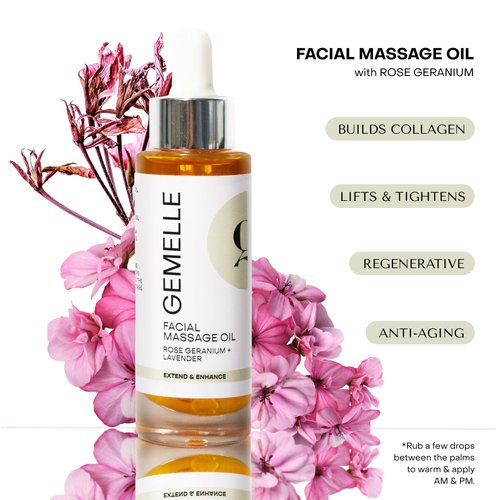 Gemelle Organic Anti-Aging Face Oil - Moisturize, Repair, Vit C,E&A, Gua Sha - Bakuchiol, Centella Asiatica, Sea Buckthorn, Squalane and more! Non-Greasy, Absorbent 1 Fl oz