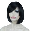 Aimole 8" Short Straight Bob Wigs with Cute Bangs Women Hair Natural Synthetic Wig(2 Darkest Brown)