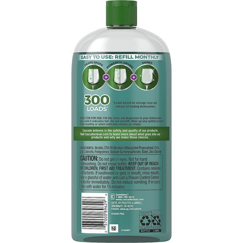 Cascade Rinse Aid Platinum, Dishwasher Rinse Agent, Regular Scent, 30.5 Fl Oz (Pack of 1)