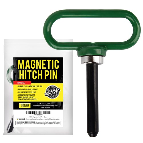 Mission Automotive Magnetic Hitch Pin - Lawn Mower Trailer Hitch Pins - Ultra Strong Neodymium Magnet Trailer Gate Pin for Simple One H&ed Hook On & Off - Securely Hitch Lawn & Tow Behind Attachments