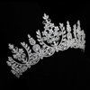 Vintage Wedding Crowns Arab Classic Dubai Cubic Zirconia Crown Bridal Hair Accessories Crystal Tiara Headband for Women (Silver C)