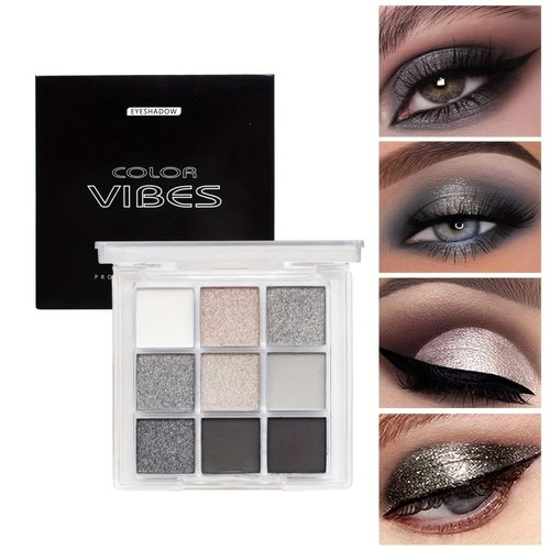 YHGIJ Smoky Black Eyeshadow Palette 9 Colors with Matte and Glitter Finishes Waterproof, Long Lasting, Ideal for Halloween Makeup and Stunning Smoky Eye Looks for Any Occasion
