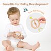 Wooden Baby Toys, 6PCS Wooden Rattle for Baby, Montessori Toys for Babies 0-6 -12 Months, Wood Rattles Set for Infant Grasping, Wooden Rattles Push Car Crochet Bunny Rattle Toy for Newborn Infant