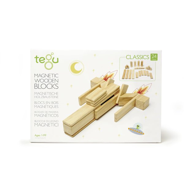24 Piece Tegu Magnetic Wooden Block Set, Natural, 1-99 years old