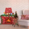 TaoBary Christmas Cardboard Fireplace 35.4 x 38.6 Inch Red Brick Bulletin Board Decoration Christmas Holiday Hearth Bulletin Board with 16.4 ft PVC Artificial Garland for Christmas Home Decor