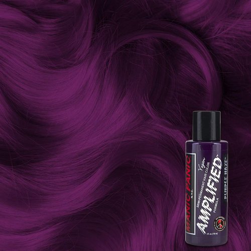 MANIC PANIC Purple Haze Hair Color - Amplified - Semi Permanent Hair Dye - Very Dark Warm Purple Color - For Dark & Light Hair - Vegan, PPD & Ammonia-Free - For Coloring Hair For Men & Women