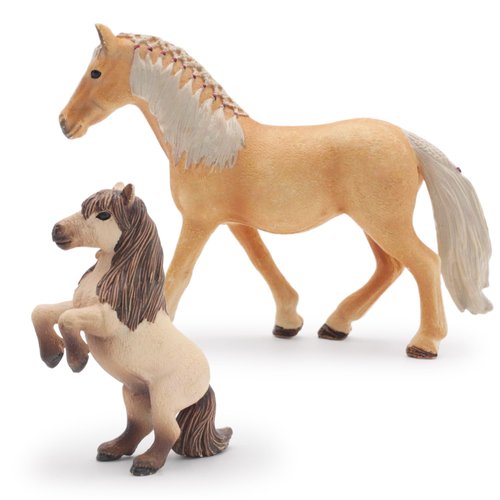 Gemini&Genius Horses Toy for Kids, Farm Premium Horse Animal Playset, Mare with Horse Cub Family Action Figures Party Favors Supplies, Party Cupcake Toppers, Birthday Gifts for Kids