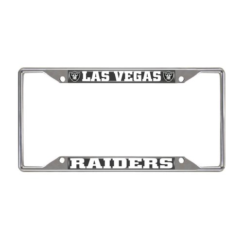 FANMATS 15035 Las Vegas Raiders Chrome Metal License Plate Frame, Team Colors, 6.25in x 12.25in