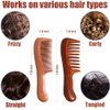 Wooden Wide Tooth Comb for Women Men, Anti-static Detangling Hair Comb for Curly Fine Straight Wet Dry Hair, Natural Sandalwood Styling Comb