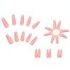 MERVF Coffin Press on Nails Extra Long Nude Fake Nails Glitter French Tip Ballerina Acrylic Nails Glossy 24pcs False Nails Press ons Luxury Glue on Nails