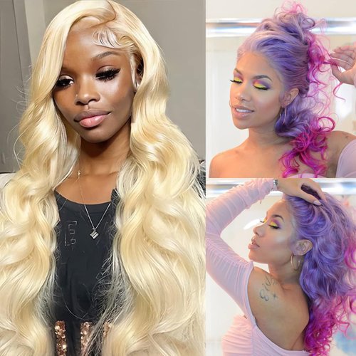 Aliaurora 613 Lace Front Wig Human Hair 13x4 Body Wave Blonde Lace Front Wigs Human Hair 613 HD Lace Frontal Wig Pre Plucked With Baby Hair 180% Density(28 Inch)