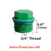 Feelers 3/4" PT Outer Hex Male Threaded PPR Pipe Plug End Cap with Teflon Tape Garden Hose Water Tubing Stopper Prevent Leakage Choke Fitting, Pack of 6, Green