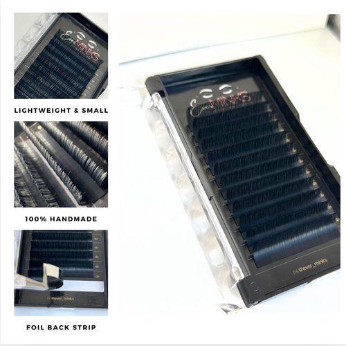 EVERMINKS Cashmere Volume Lash Extensions D 0.05 Thickness (13-19mm), Black Velvet Eyelash Trays, Lash Tech Supplies (0.05 D, 15MM)