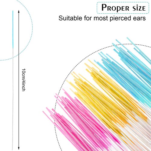 360 Pieces Ear Hole Floss Earrings Hole Cleaner Disposable Piercing Aftercare Cleaner Earrings Piercing Cleaning Line Ear Piercing Care Cleaning Tool for Women Men (Yellow, Royal Blue, Pink)