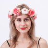 Kercisbeauty Rustic Floral Wreath Crown for Wedding Brides Flower Girls Pink Blush Rose Flower Headband Tiara Hair Accessory for Women Girls Prom Halloween Party (Pink)