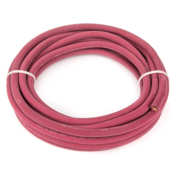 EWCS 2 Gauge Premium Extra Flexible Welding Cable 600 Volt - Red - 10 Feet - Made in the USA