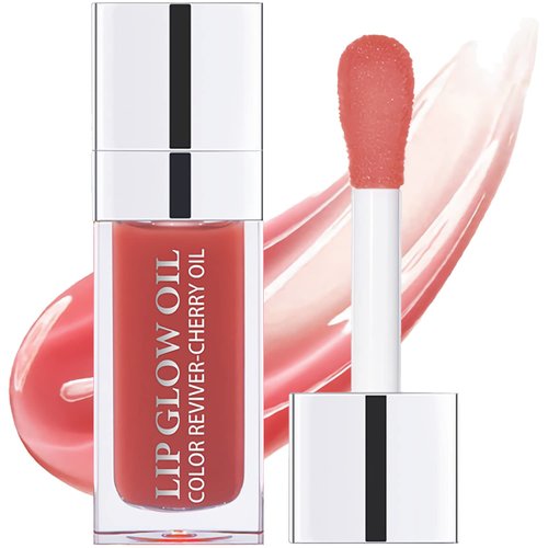 Yasovigi Hydrating Lip Oil Plumping Lip Tint Moisturizing Lip Gloss, Transparent Lip Balm Care Stick Nourishing Repairing Non-sticky, Moisture&Lighten Lip Lines (Rosewood, Normal)