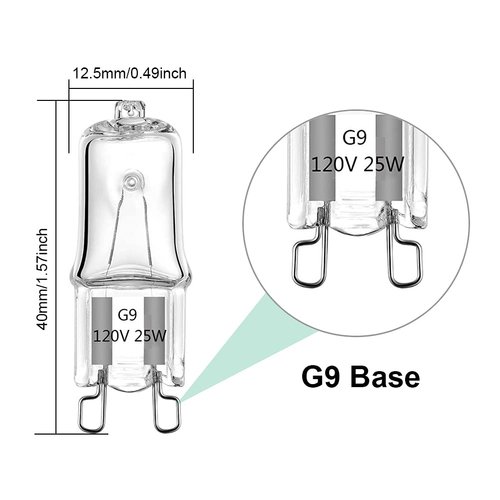 G9 Halogen Light Bulb 25W for Whirlpool Microwave Oven, Whirlpool Over The Stove Range Microwave, Replace W10709921 (4 Pack)