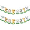 2Pcs Safari Animals Baby Shower Banner, Jungle Baby Shower Decorations, Wild One Birthday Party Decorations for Boys Kids, Double Sided Safari Jungle Themed Birthday Party Supplies