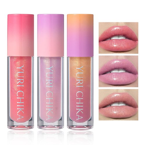 JUR MORNIER Shimmer Glitter Lip Gloss Oil,6 Color Hydrating Sparkly Lipstick,Non-Sticky Fresh Texture Lip Oil,Long Lasting Moisturizing Lip Makeup (01/02/03)