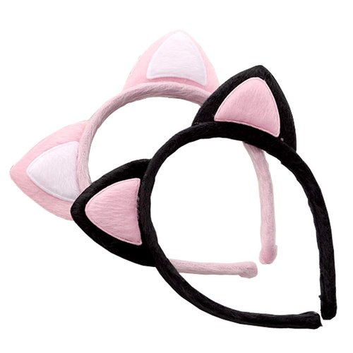 VANTOBEST 2pcs Lovely Cute Cat Ears Plush Cloth Headband Headwear Head Wrap Hairband Hair Bands Hair Hoops Suitable for Cosplay Holiday Party (Random Color)