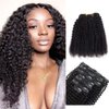 Curly Hair Extensions Clip In Human Hair 4B 4C , 3C 4A Curly Clip In Hair Extensions For Black Women 18Inch 7PCS 120Gram Curly Hair Extensions Natural Black Color Full Thick End Hair