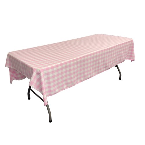 LA Linen Gingham Tablecloth - Checkered Tablecloth for Parties, Picnics & More - Farmhouse Tablecloth - Spring Tablecloth - Picnic Tablecloth - Cloth Tablecloths for Rectangle Tables - 60”x102 Pink